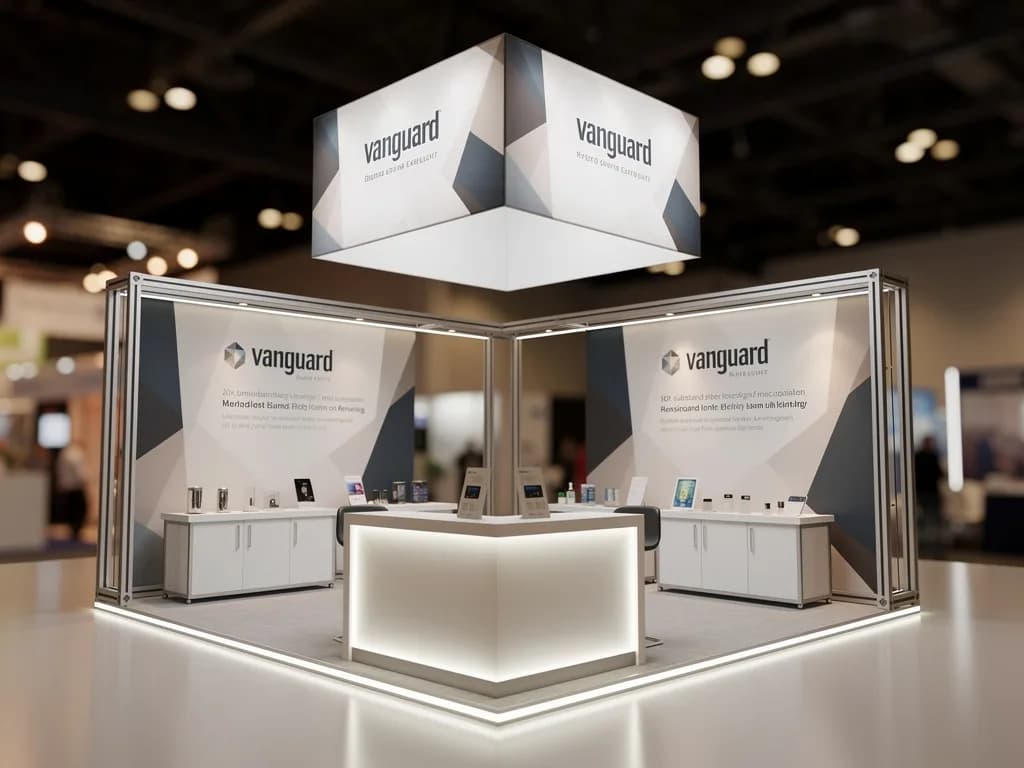 Vanguard 20x20 Hybrid Island Exhibit with Overhead Branding