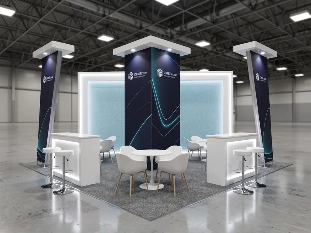 Apex 30x30 Modular Island Exhibit with Dual Engagement Zones