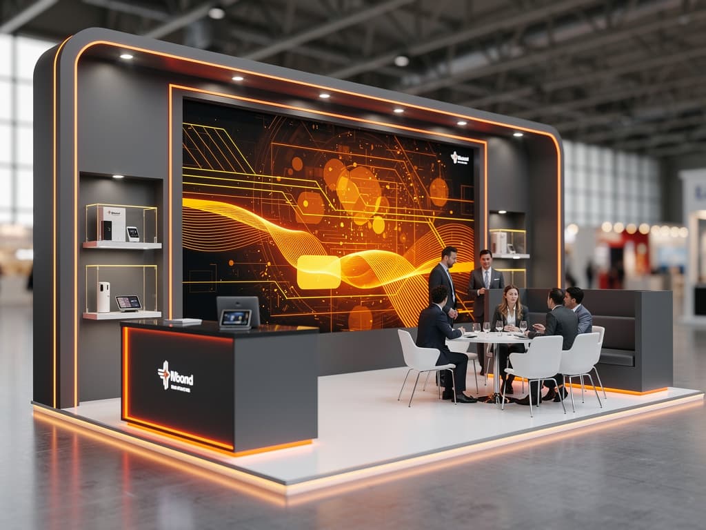 CyberFrame 10x30 Modular Inline Exhibit with Integrated LED Pillars