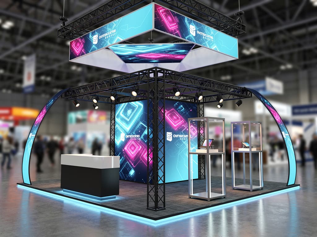 Apex 20x20 Modular Island Exhibit with Integrated Reception