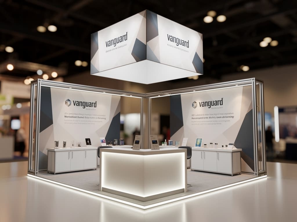 Vanguard 20x20 Hybrid Island Exhibit with Overhead Branding