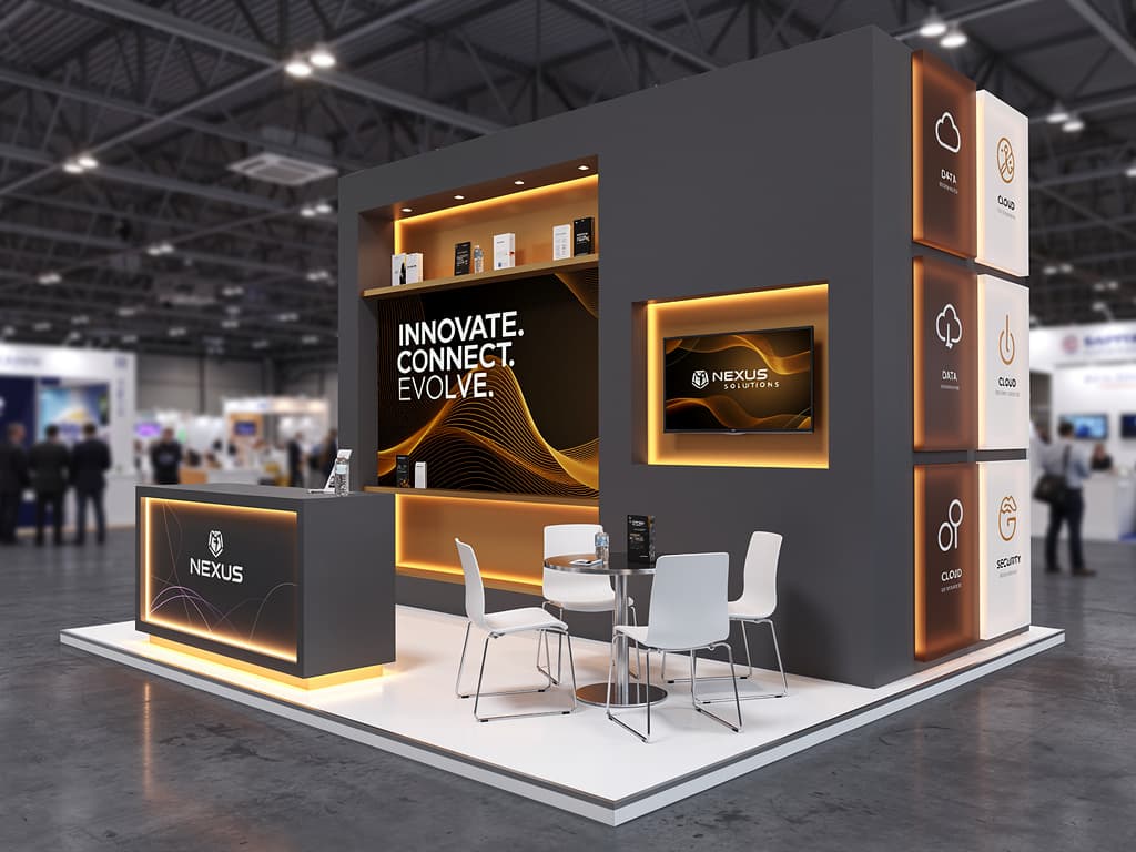 Apex 20x30 Double Deck Island Exhibit with Private Lounge